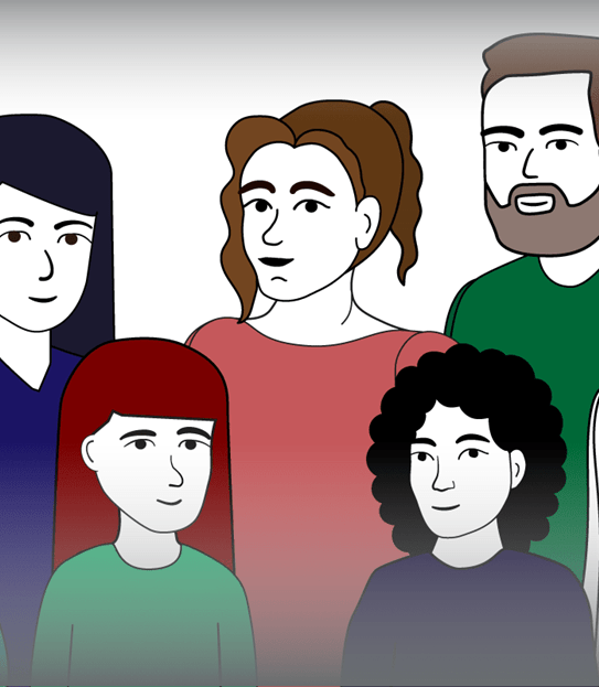 A person surrounded by people in their support network