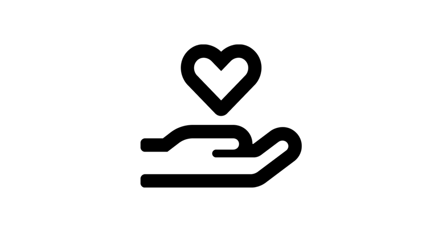 L’icône d’une main tenant un cœur